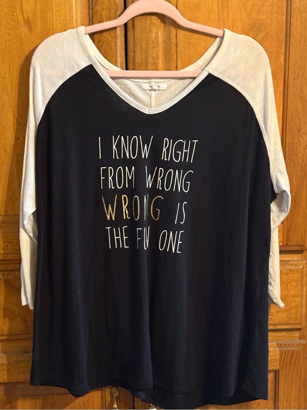 Maurice's Black & White Raglan Graphic T-Shirt 2X
